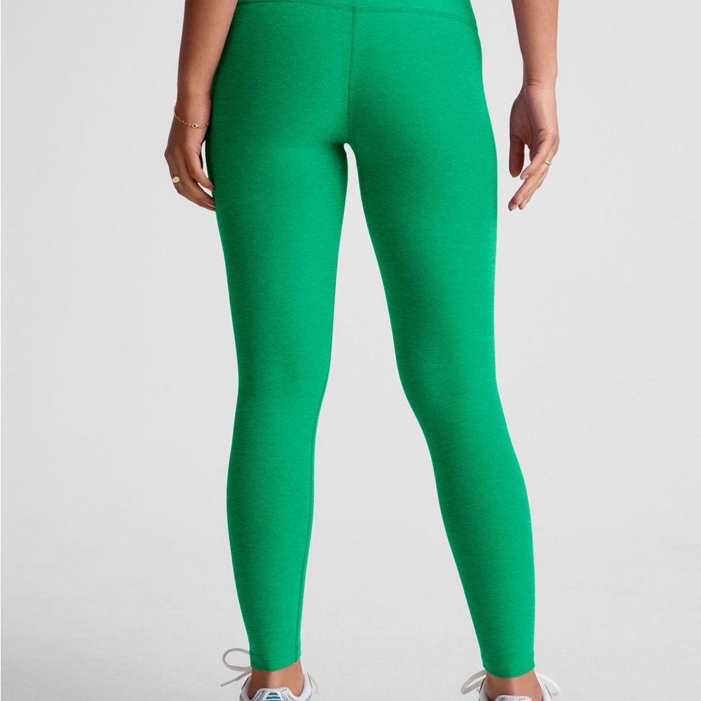 Spacedye Caught In The Midi High Waisted Legging in Green Grass Heather